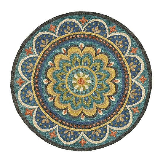 Daisy Ray Floral Hand Tufted Indoor Round Area Rug