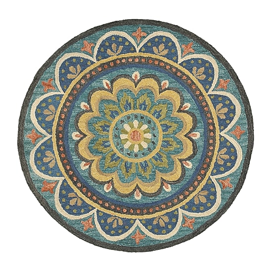 Daisy Ray Floral Hand Tufted Indoor Round Area Rug