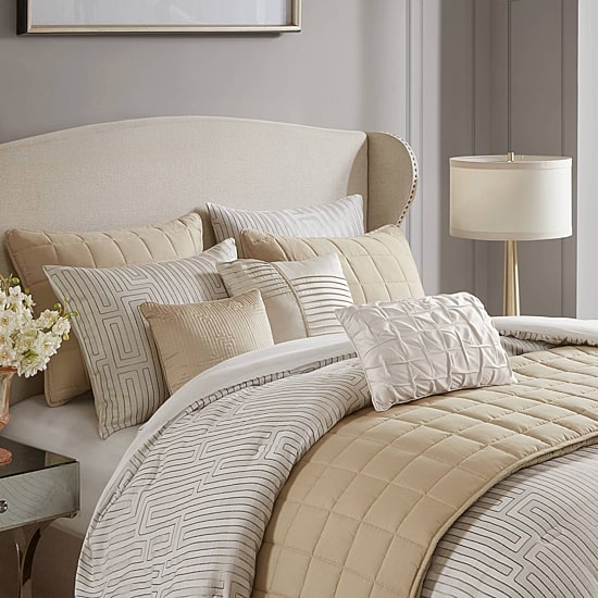 Madison Park Hayden 10-Piece Luxury Jacquard Comforter & Quilt Set