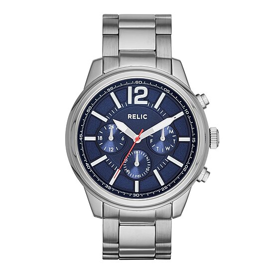 Relic® Greer Mens Silver-Tone Strap Sport Watch ZR15777