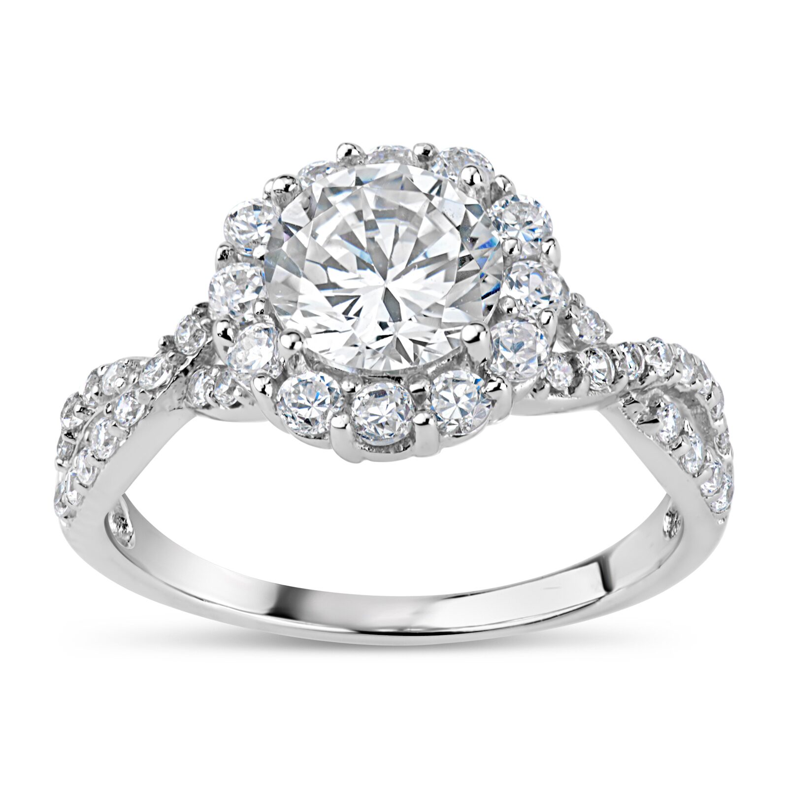 DiamonArt® Womens 3 1/2 CT. T.W White Cubic Zirconia Sterling Silver Engagement Ring
