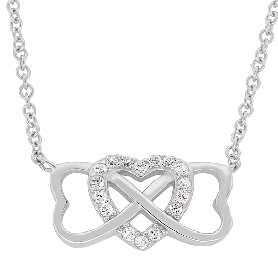 DiamonArt® Womens 1/3 CT. T.W. White Cubic Zirconia Sterling Silver Heart Pendant Necklace