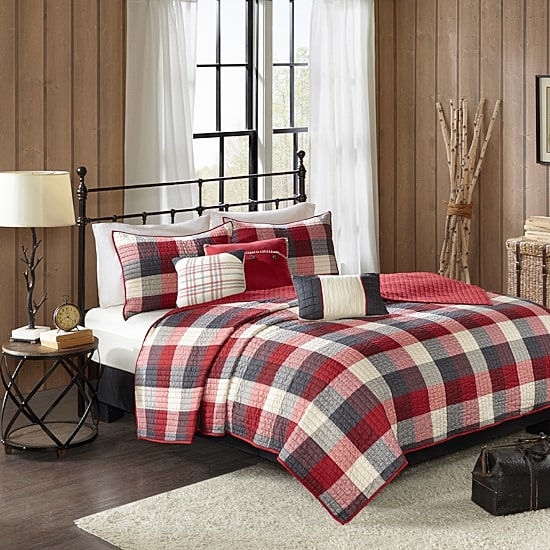Madison Park Pioneer 6-Pc Printed Herringbone Quilt Set With Throw Pillows