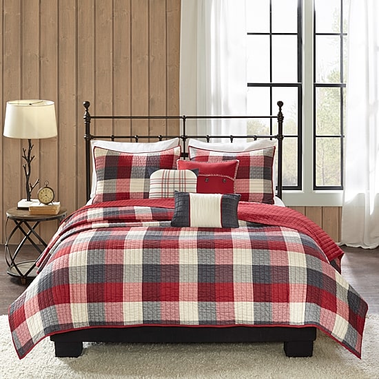 Madison Park Pioneer 6-Pc Printed Herringbone Quilt Set With Throw Pillows