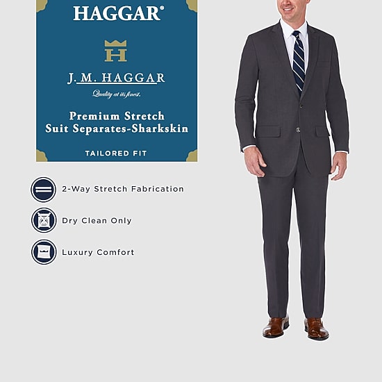 Haggar JMH Tailored Premium Stretch Mens Stretch Fabric Modern Fit Flat Front Suit Pant