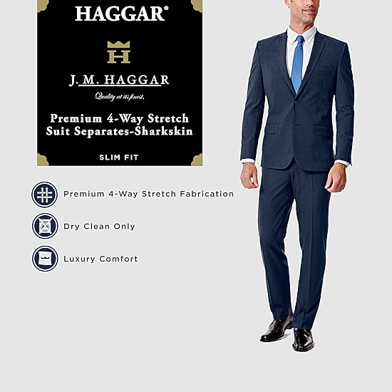 Haggar JMH 4 Way Stretch Mens Stretch Fabric Slim Fit Flat Front Suit Pant