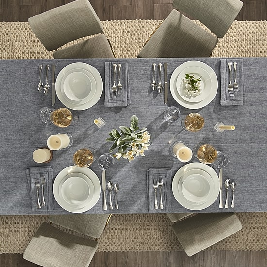 Fieldcrest Luxury Cotton-Linen Herringbone Tablecloth