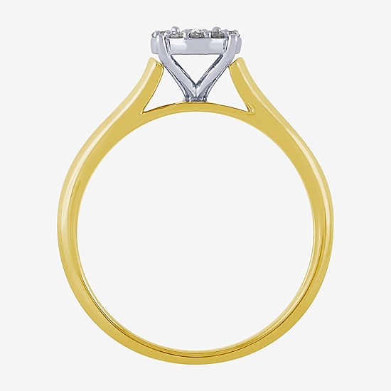 Unisex Adult 1/3 CT. T.W. White Diamond 10K Two Tone Gold Halo Side Stone Ring Set