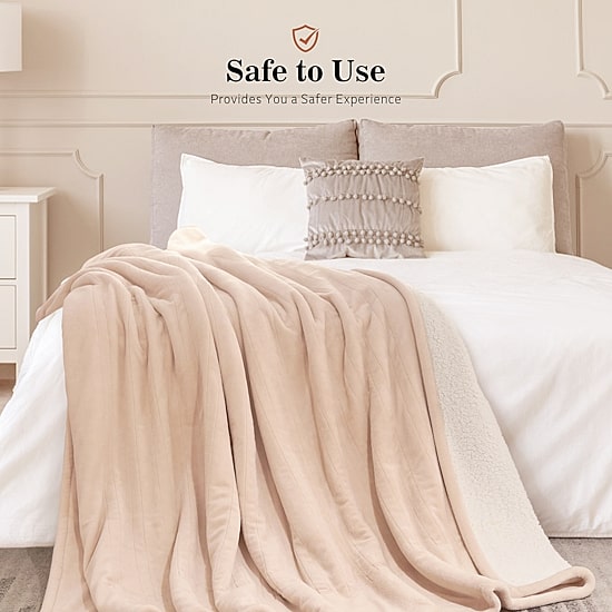 Sealy® Flannel & Sherpa Heated Midweight Blanket