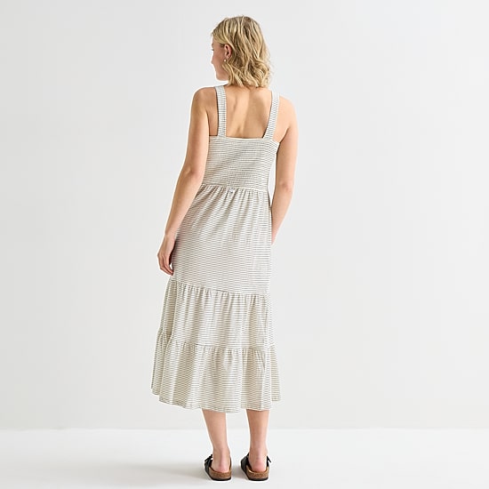 Hurley Womens Juniors Midi Square Neck Sleeveless Sundress