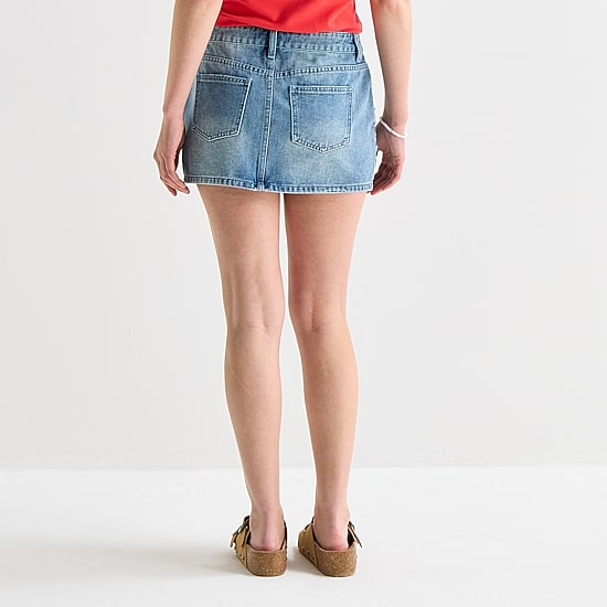 Forever 21 Womens Juniors Mid Rise Denim Skirt
