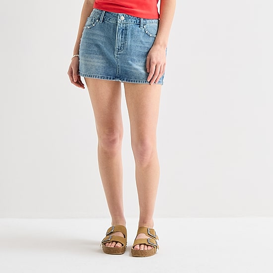 Forever 21 Womens Juniors Mid Rise Denim Skirt