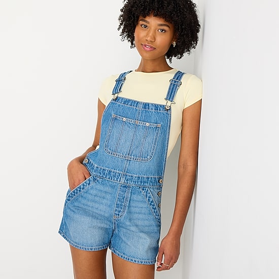 Arizona Sleeveless Womens Shortalls Juniors