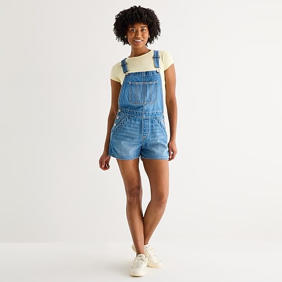 Arizona Sleeveless Womens Shortalls Juniors