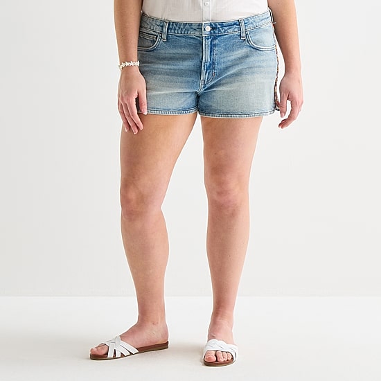 Arizona Womens 2 1/2" Low Rise Juniors Plus Denim Short