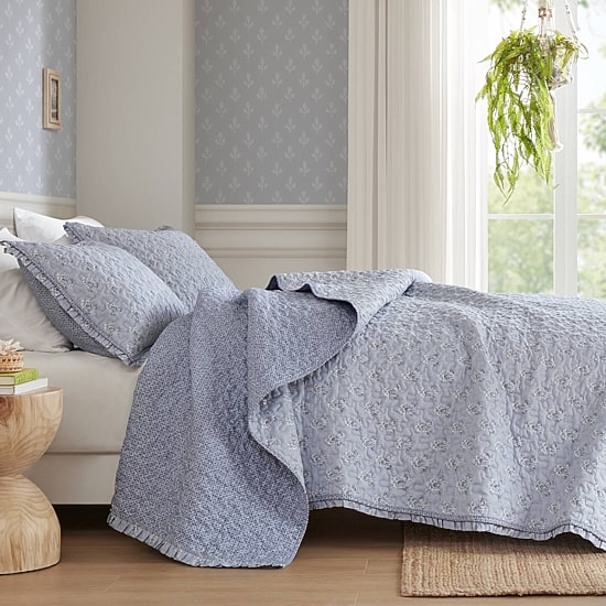 Madison Park Fern Ruffle Floral Printed Reversible 3-pc. Quilt Set