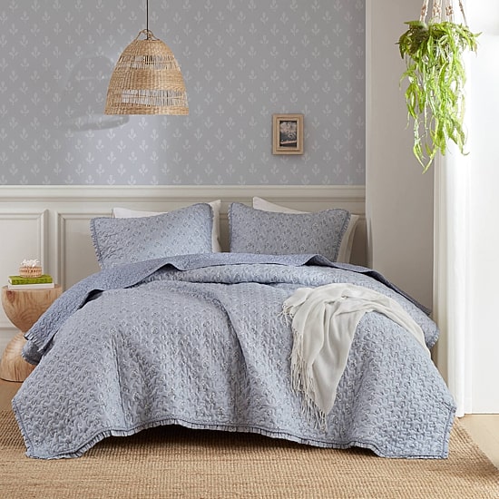 Madison Park Fern Ruffle Floral Printed Reversible 3-pc. Quilt Set