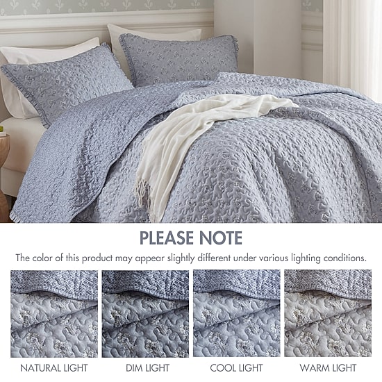 Madison Park Fern Ruffle Floral Printed Reversible 3-pc. Quilt Set