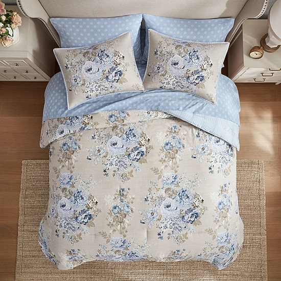 Madison Park Essentials Dahlia Floral Print Complete Bedding Set with Sheets