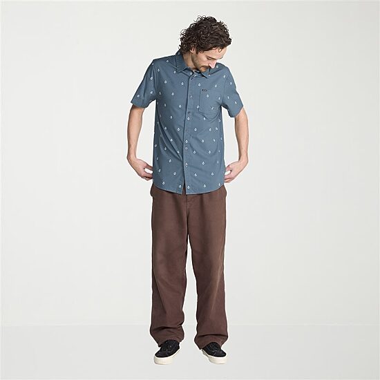 VOLCOM Mens Short Sleeve Regular Fit Button-Down Shirt