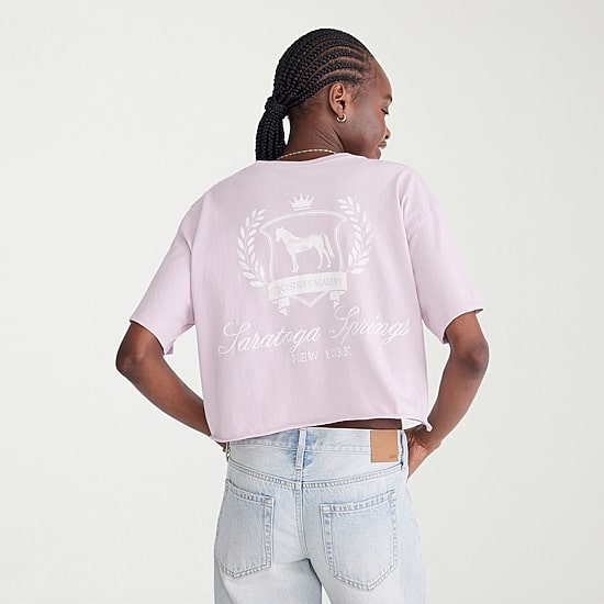 AEROPOSTALE Womens Juniors V Neck Short Sleeve Loose Fit Graphic T-Shirt