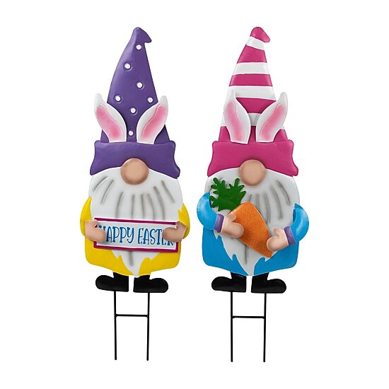 Northlight 27" Happy Gnomes Outdoor Garden Stakes Easter Yard Art