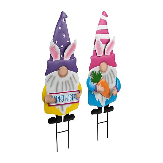 Northlight 27" Happy Gnomes Outdoor Garden Stakes Easter Yard Art