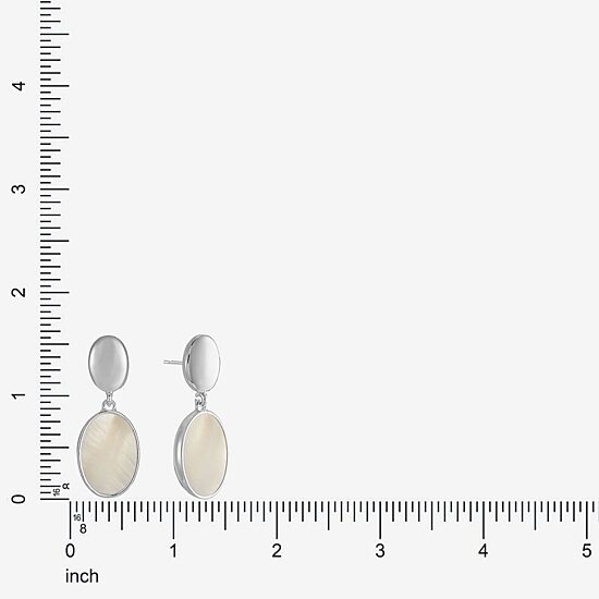 Liz Claiborne Womens White Mother Of Pearl Hypoallergenic Drop Earrings