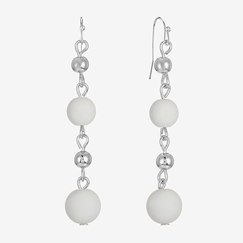 Liz Claiborne Womens Round Drop Earrings, One Size, White