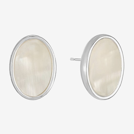 Liz Claiborne White Mother Of Pearl 17mm Stud Earrings