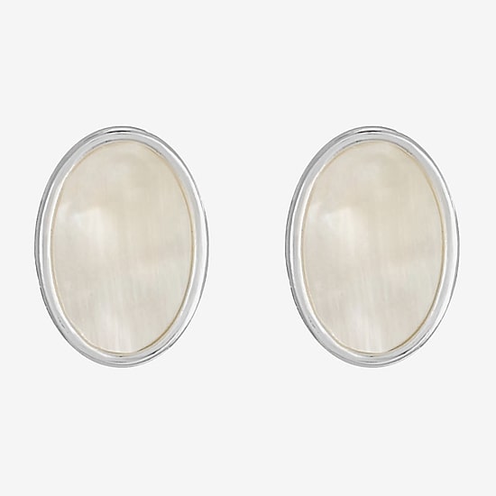 Liz Claiborne White Mother Of Pearl 17mm Stud Earrings