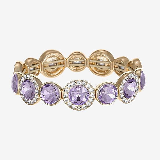 Monet Jewelry Womens Purple Glass Round Stretch Bracelet
