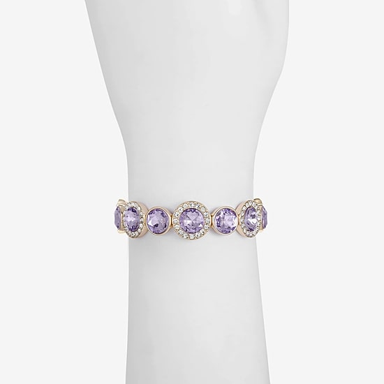 Monet Jewelry Womens Purple Glass Round Stretch Bracelet