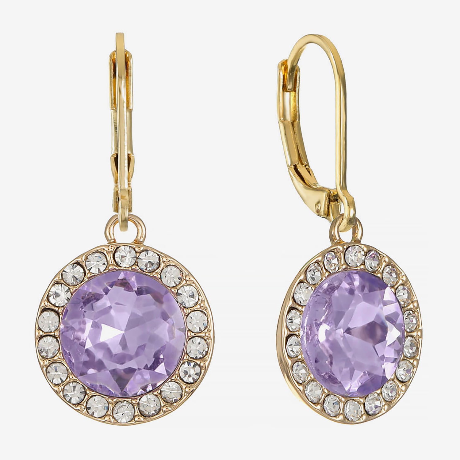 Monet Jewelry Womens Purple Glass Round Drop Earrings
