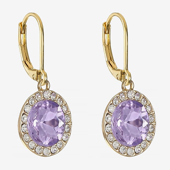 Monet Jewelry Womens Purple Glass Round Drop Earrings