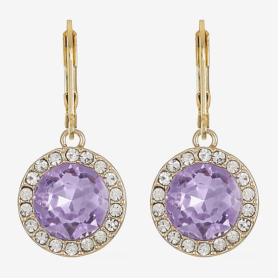 Monet Jewelry Womens Purple Glass Round Drop Earrings