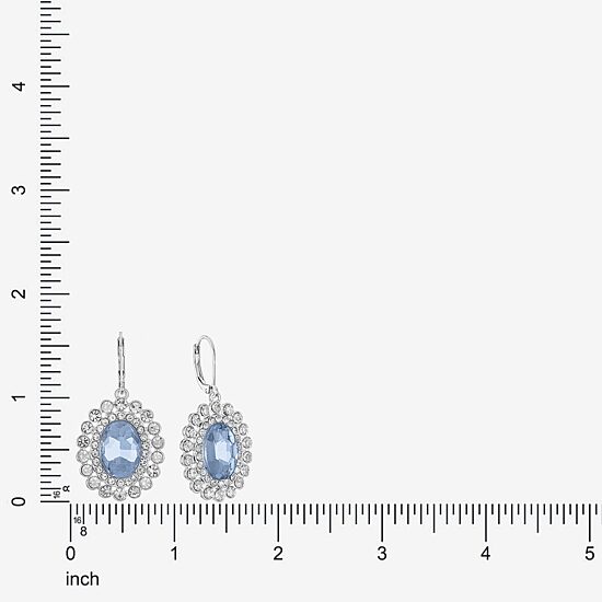 Monet Jewelry Womens Blue Glass Oval Drop Earrings
