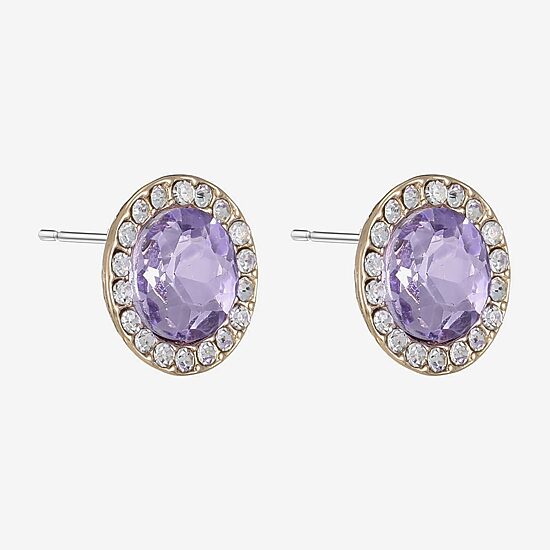 Monet Jewelry Purple Glass 15mm Round Stud Earrings