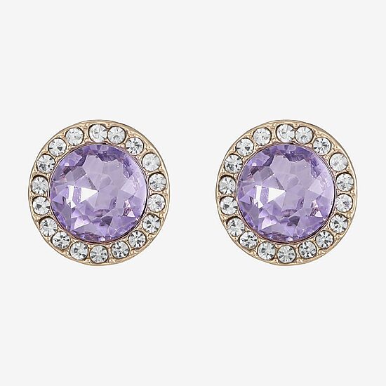 Monet Jewelry Purple Glass 15mm Round Stud Earrings