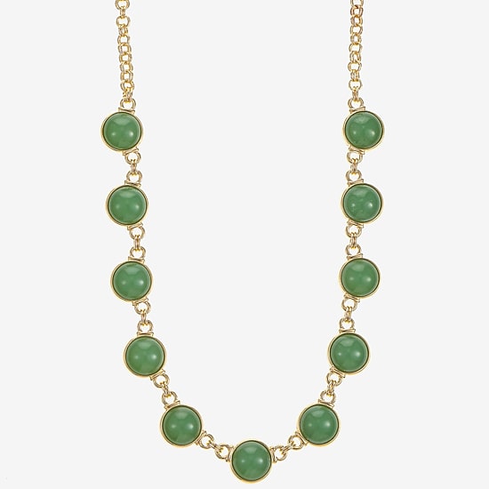 Monet Jewelry Womens Green 18 Inch Collar Necklace