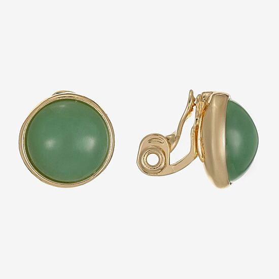 Monet Jewelry Womens Green Round Clip On Earrings