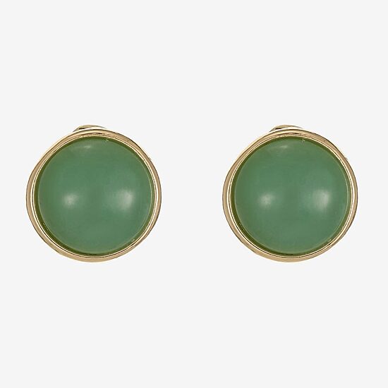 Monet Jewelry Womens Green Round Clip On Earrings
