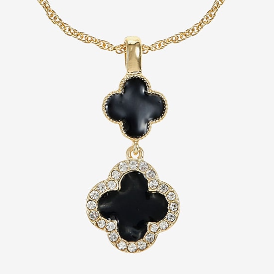 Monet Jewelry Womens Glass Clover 17 Inch Pendant Necklace