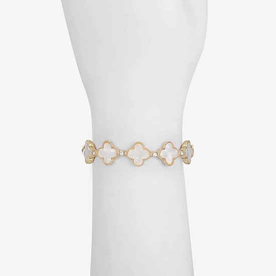 Monet Jewelry Womens Glass Clover Stretch Bracelet