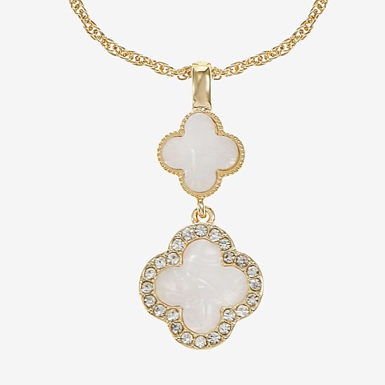 Monet Jewelry Womens Glass Clover 17 Inch Pendant Necklace