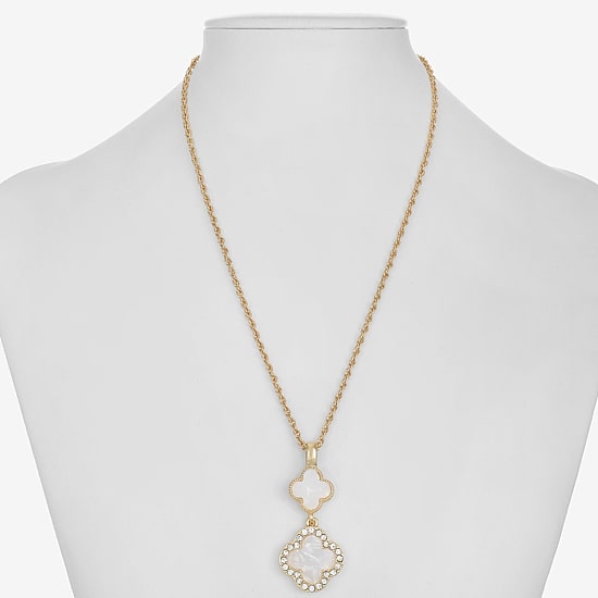 Monet Jewelry Womens Glass Clover 17 Inch Pendant Necklace