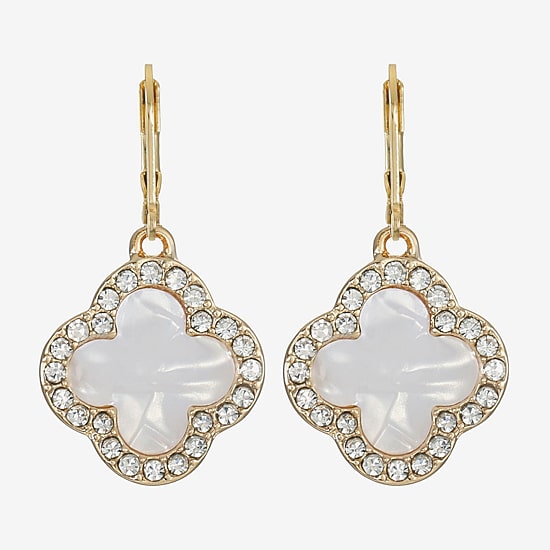 Monet Jewelry Womens Glass Clover Drop Earrings