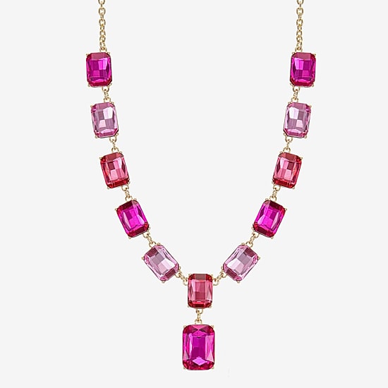 Monet Jewelry Womens Pink Glass 18 Inch Y Necklace