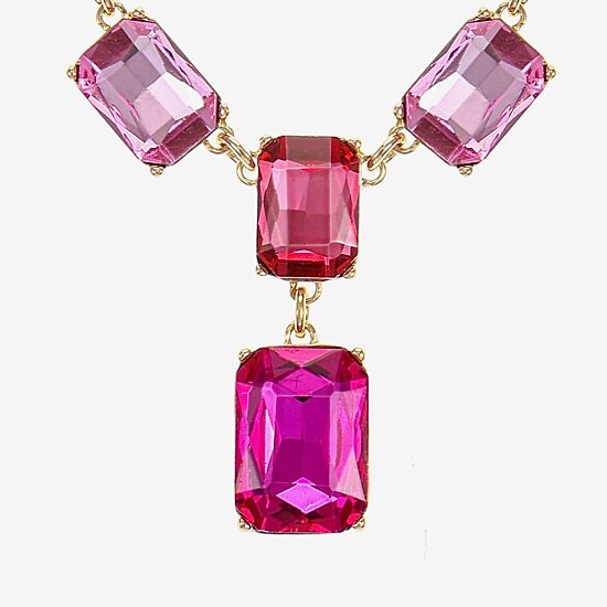 Monet Jewelry Womens Pink Glass 18 Inch Y Necklace