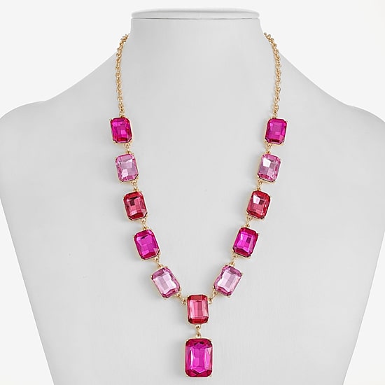 Monet Jewelry Womens Pink Glass 18 Inch Y Necklace